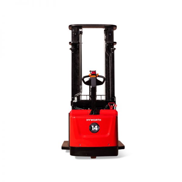 Hyworth walkie reach stacker, side view